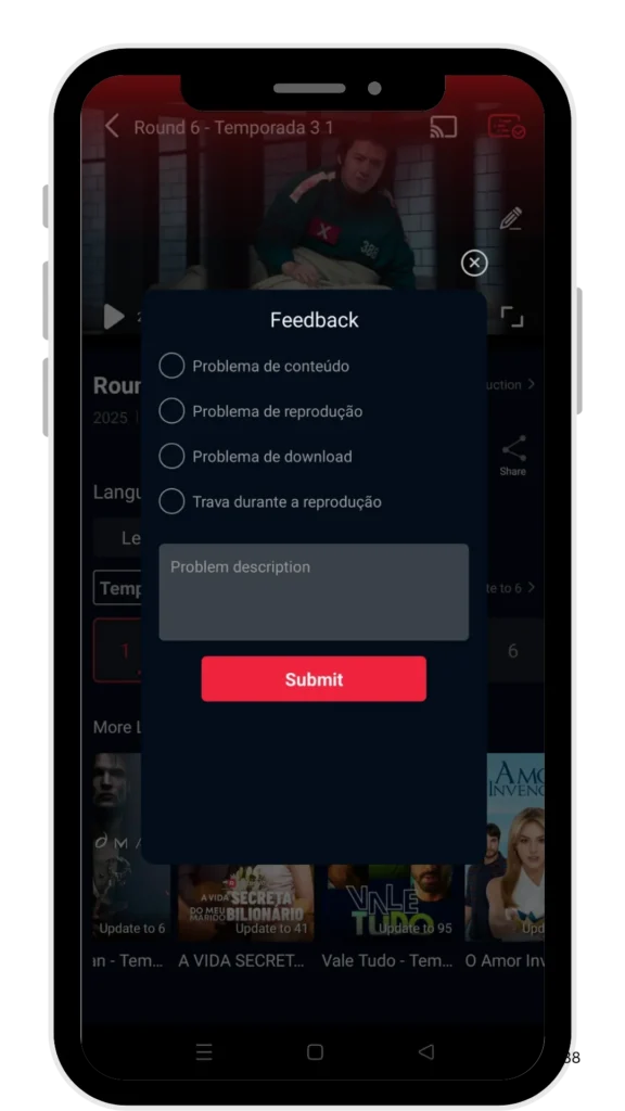 home page 12 Classificação por estrelas e seção de críticas dentro da interface do aplicativo