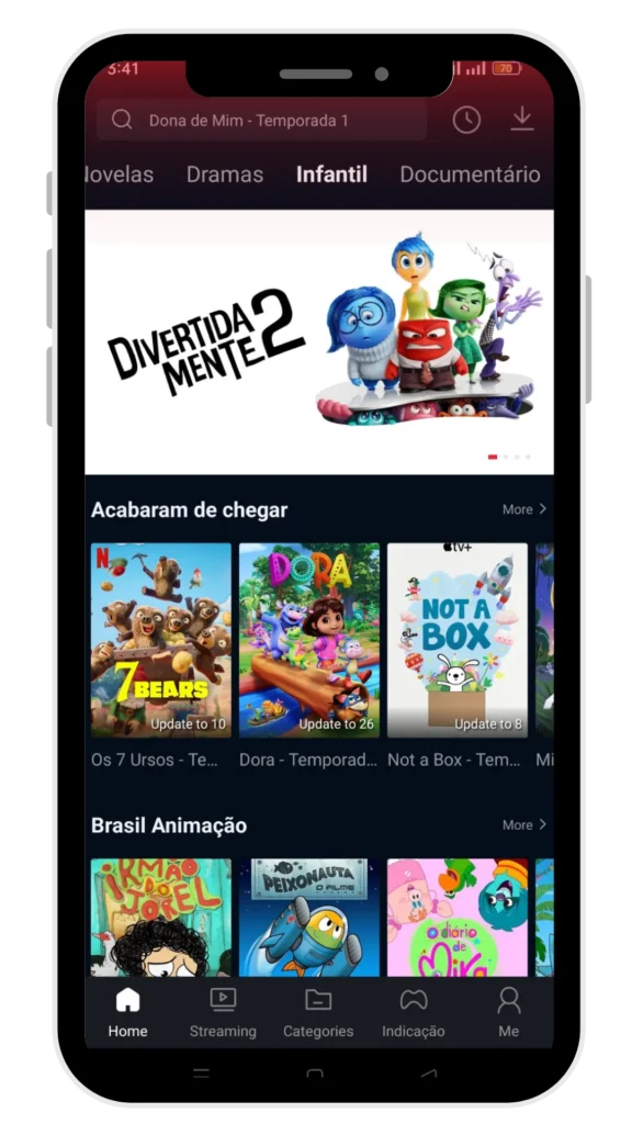 home page 38 Desenhos e programas infantis disponíveis no aplicativo de víde.